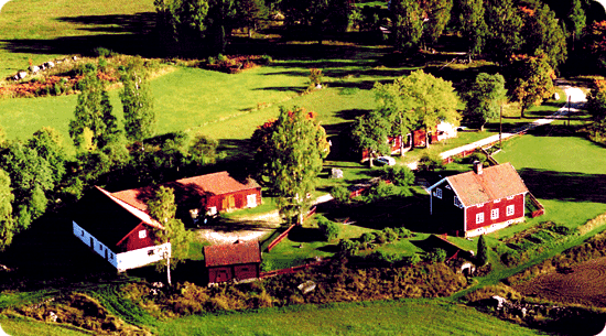 Flygfoto på gården Per Nirs, taget 1996